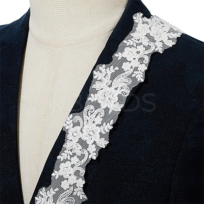 2Yards Polyester Flower Embroidery Lace Trim with Glass Beads OCOR-AR0001-98-1
