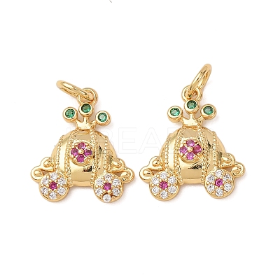 Brass Micro Pave Cubic Zirconia Charms KK-D019-24G-1