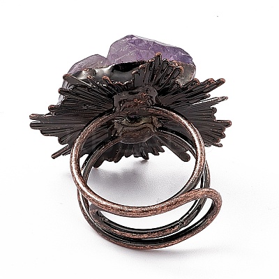 Irregular Natural Lavender Amethyst Cuff Rings RJEW-D077-09AB-1