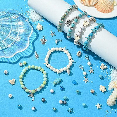 DIY Ocean Theme Synthetic Turquoise & Glass Beads Jewelry Making Finding Kits DIY-YW0010-95-1