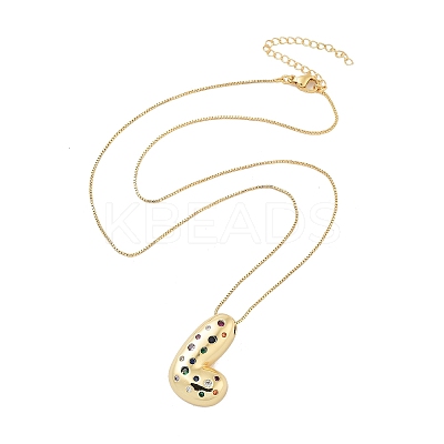 Brass Micro Pave Cubic Zirconia Letter Pendant Necklaces LS-KK-Z069-01G-L-1