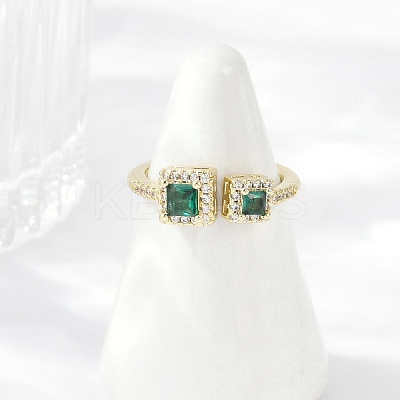 Brass Micro Pave Cubic Zirconia Cuff Rings RJEW-S400-17B-G-1