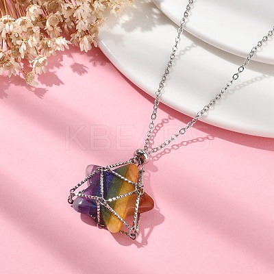 Tarnish Resistant 304 Stainless Steel Cable Chain Macrame Pouch Empty Stone Holder for Pendant Necklaces Making NJEW-TA00118-02-1