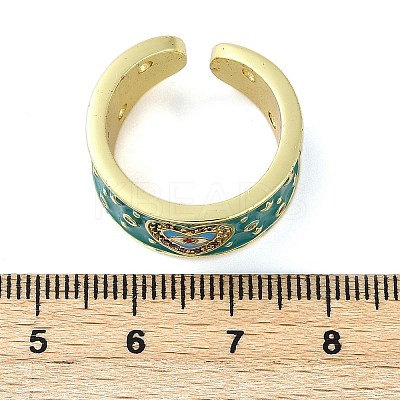 Brass Micro Pave Cubic Zirconia Enamel Cuff Rings for Women RJEW-L113-019G-01-1