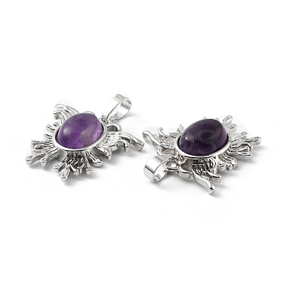 Natural Amethyst Pendants G-P498-03P-22-1