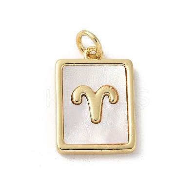 Brass Pave Natural White Shell Pendants KK-S522-09G-J-1