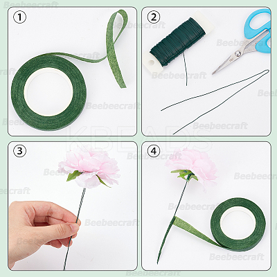 200Pcs Alloy Ball Head Pin with 1Roll Garden Grafting Paper Tape with 1 Roll Iron Wire Grimp Wire DIY-BBC0002-10-1