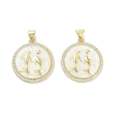 Brass Micro Pave Clear Cubic Zirconia Pendants KK-L213-010G-03-1