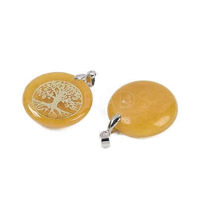 Natural & Synthetic Mixed Gemstone Flat Round Pendants G-Q188-01P-1