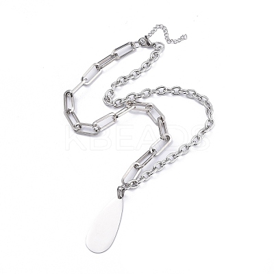 Non-Tarnish 304 Stainless Steel Paperclip Chains & Cable Chain Jewelry Sets SJEW-K153-55P-1