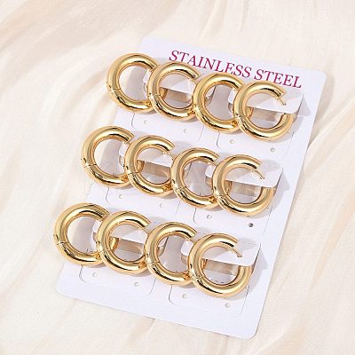 202 Stainless Steel Huggie Hoop Earrings LS-EJEW-O087-08B-G-1