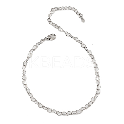 Brass Heart Link Bracelets for Women BJEW-G735-07P-1