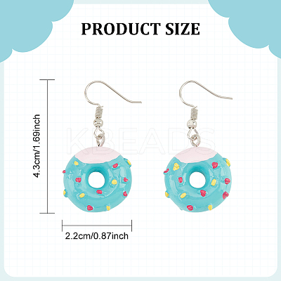 6 Pairs 6 Colors Resin Doughnut Dangle Earrings EJEW-AN0003-27-1