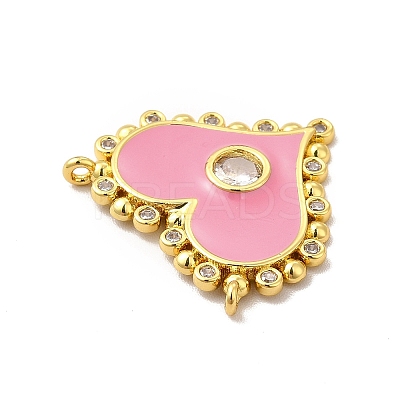 Rack Plating Brass Micro Pave Clear Cubic Zirconia Connector Charms KK-P230-05G-1