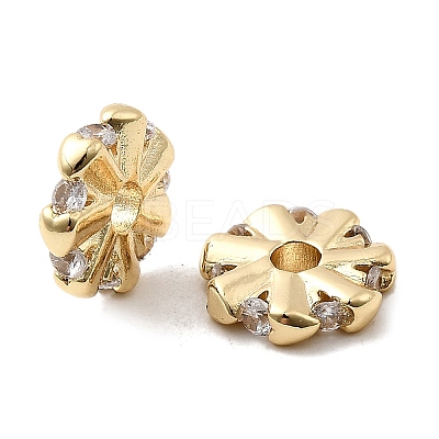 Brass Micro Pave Cubic Zirconia Beads KK-H089-23G-1