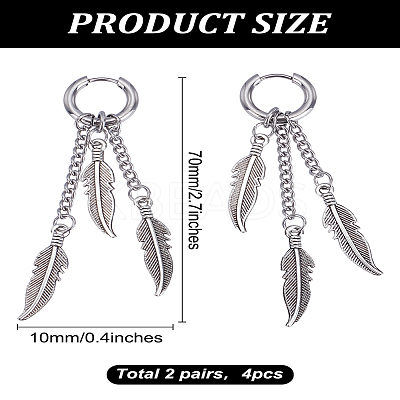 4Pcs Stainless Steel Hoop Earrings for Women EJEW-LP0001-56-1