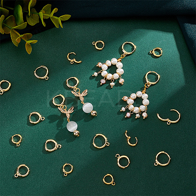 30Pcs 3 Styles Brass Huggie Hoop Earring Findings KK-PH0011-10-1
