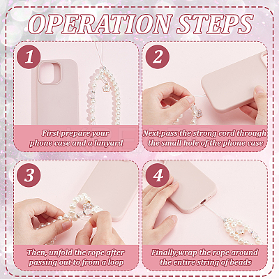 4Pcs 4 Styles Plastic Beaded Mobile Phone Lanyard Wrist Strap AJEW-AN0007-44-1