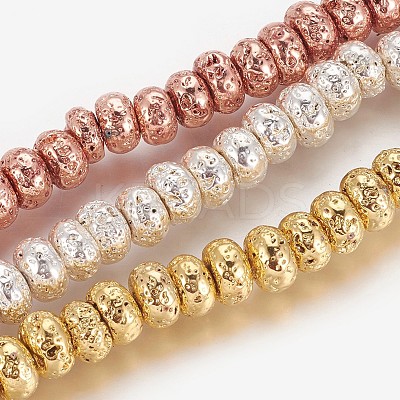 Electroplated Natural Lava Rock Beads Strands G-P400-06-1