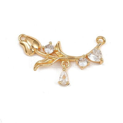Brass Pave Clear Cubic Zirconia Links Connector Charms KK-K407-28G-1