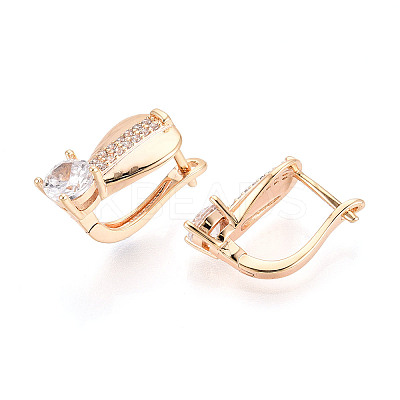 Brass Micro Pave Cubic Zirconia Teardrop Hoop Earrings EJEW-T048-35G-1