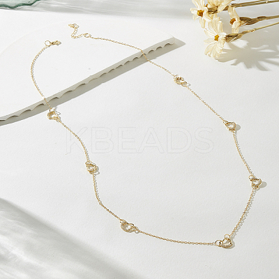 Iron Micro Pave Clear Cubic Zirconia Heart Link Chian Long Necklaces for Women CK7864-1