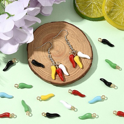 30Pcs 6 Colors Alloy Enamel Pendants ENAM-YW0005-78-1