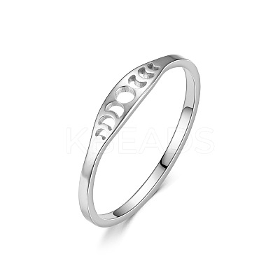 Hollow Moon Phase 304 Stainless Steel Finger Rings FS-WG454BE-02-1