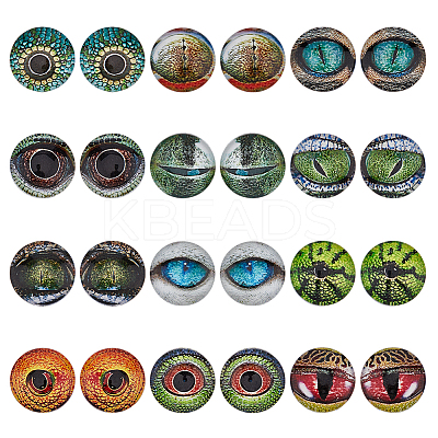 12 Sets 12 Style Luminous Self Adhesive Glass Eyes Cabochons GLAA-CA0001-58-1