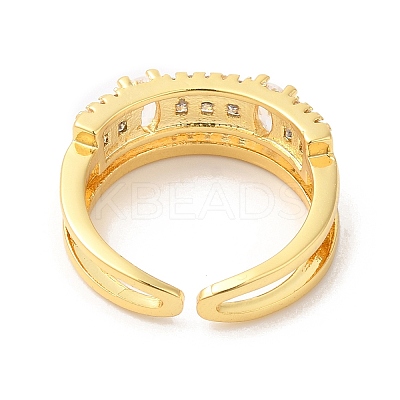 Clear Cubic Zirconia Oval Cuff Ring RJEW-L106-002G-1