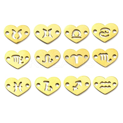 12Pcs 12 Styles Ion Plating(IP) 304 Stainless Steel Hollow Connector Charms STAS-H180-02G-1