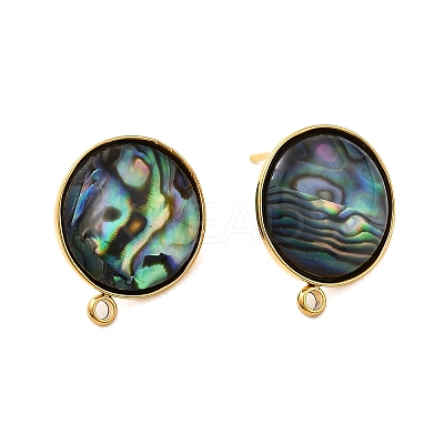 304 Stainless Steel Pave Natural Paua Shell Stud Earring Findings STAS-Z125-10G-1
