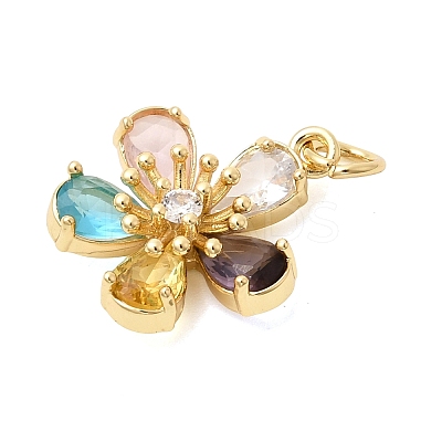 Brass Pave Clear Cubic Zirconia Pendants KK-G554-18G-1