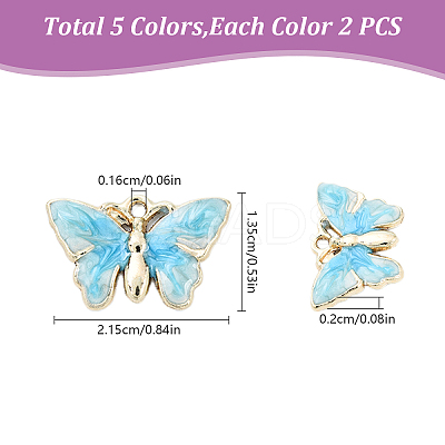 10Pcs 5 Colors Rack Plating Alloy Enamel Pendants ENAM-YW0004-75-1
