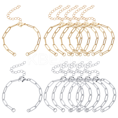20Pcs 2 Colors 304 Stainless Steel Paperclip Chains Bracelet Making AJEW-ME0001-06-1