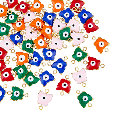 50Pcs 5 Colors Evil Eye 304 Stainless Steel Enamel Connector Charms STAS-DC0013-22-1