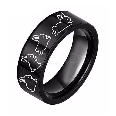 Rabbit Pattern 201 Stainless Steel Finger Rings for Couple FS-WG795E8-04-1