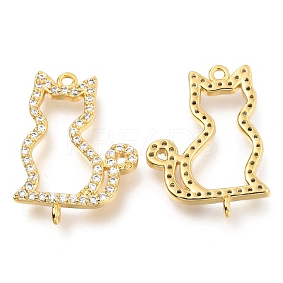 Brass Micro Pave Clear Cubic Zirconia Open Back Bezel Links Connectors ZIRC-J024-11G-1