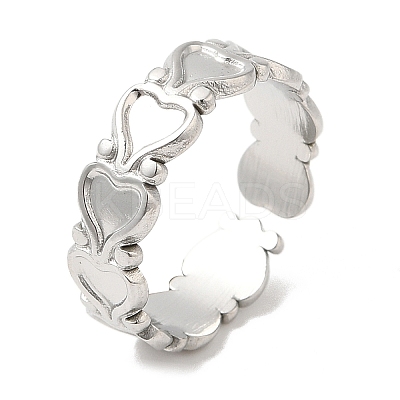Non-Tarnish 304 Stainless Steel Open Cuff Ring Findings RJEW-K245-85P-1