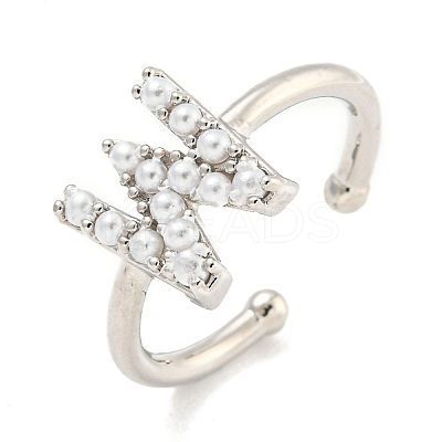 Rack Plating Brass Open Cuff Rings for Women RJEW-F162-01P-W-1