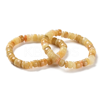 Natural Yellow Jade Beads Stretch Bracelets for Women Men BJEW-C081-05-1