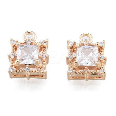 Brass Micro Pave Clear Cubic Zirconia Charms KK-N216-568LG-1