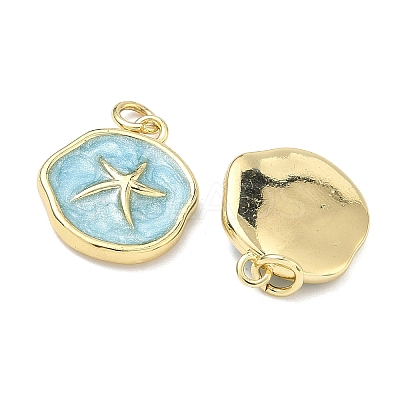 Golden Ocean Brass Enamel Pendants KK-K417-08G-1