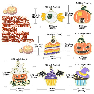 35Pcs 7 Styles Halloween Alloy Enamel Pendant ENAM-CJ0003-98-1