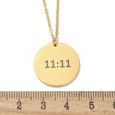 304 Stainless Steel Number 11:11 Pendant Necklaces NJEW-NH0002-01G-05-1