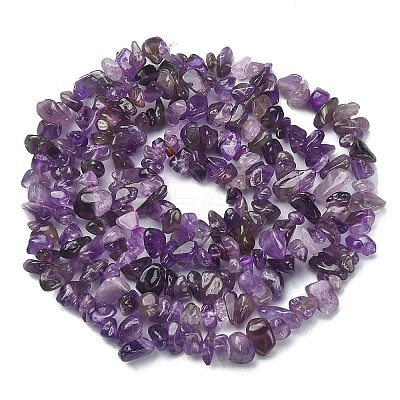 Natural Amethyst Chip Beads Strands G-YW0002-09-1