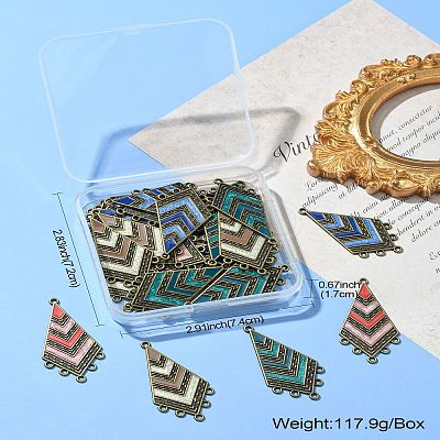 30Pcs 5 Colors Tibetan Style Alloy Enamel Chandelier Component Links ENAM-CJ0005-91-1