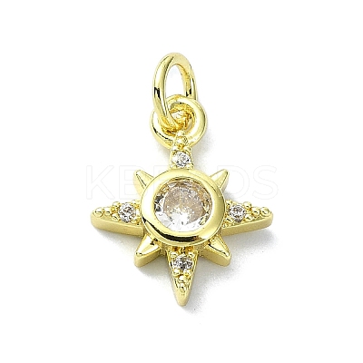 Brass Micro Pave Clear Cubic Zirconia Charms KK-H475-59G-06-1