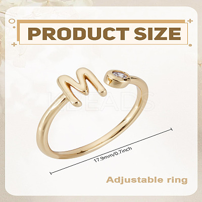 1Pc Brass Micro Pave Clear Cubic Zirconia Open Cuff Rings for Women RJEW-LP0002-37M-1