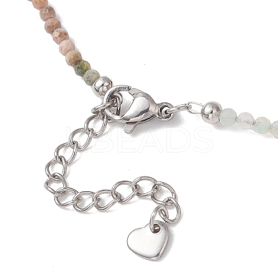 2MM Natural & Synthetic Mixed Gemstone Gradient Color Faceted Round Beaded Necklaces for Women NJEW-JN05865-01-1